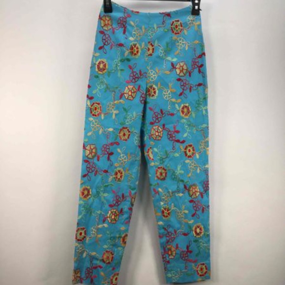 NWT - Piazza Sempione Embroidered Blue Pant Size 4 - Picture 1 of 3